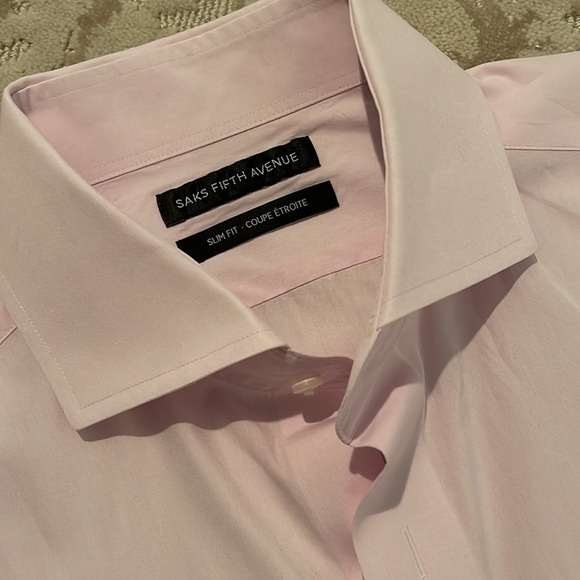SAKS FIFTH AVENUE pink slim fit dress shirt 16-34/35 - Picture 2 of 5